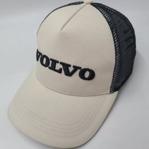 Volvo Hat Snapback Trucker Mesh Beige Black Logo Car Truck Automotive Casual Men